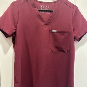 Figs Womens Maroon Cataraina Scrub Top XS